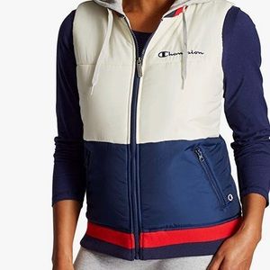 Champion NWT Colorblock Retro-look Hooded Puffer Vest| Med
